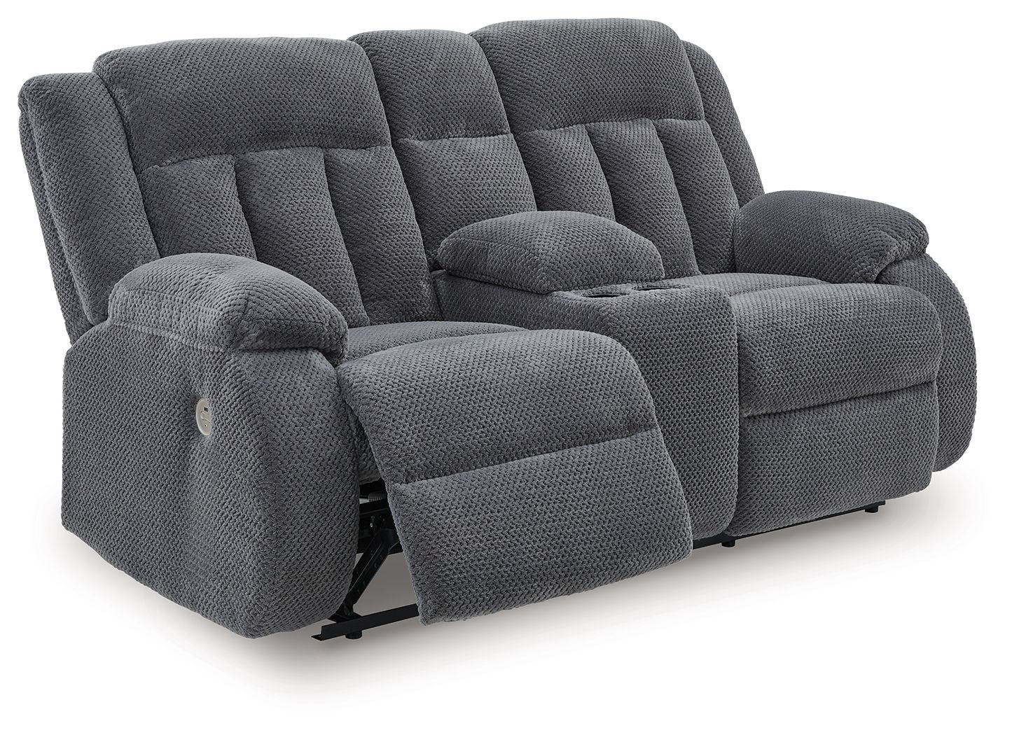Observation - Double Reclining Power Loveseat With Console - Steel