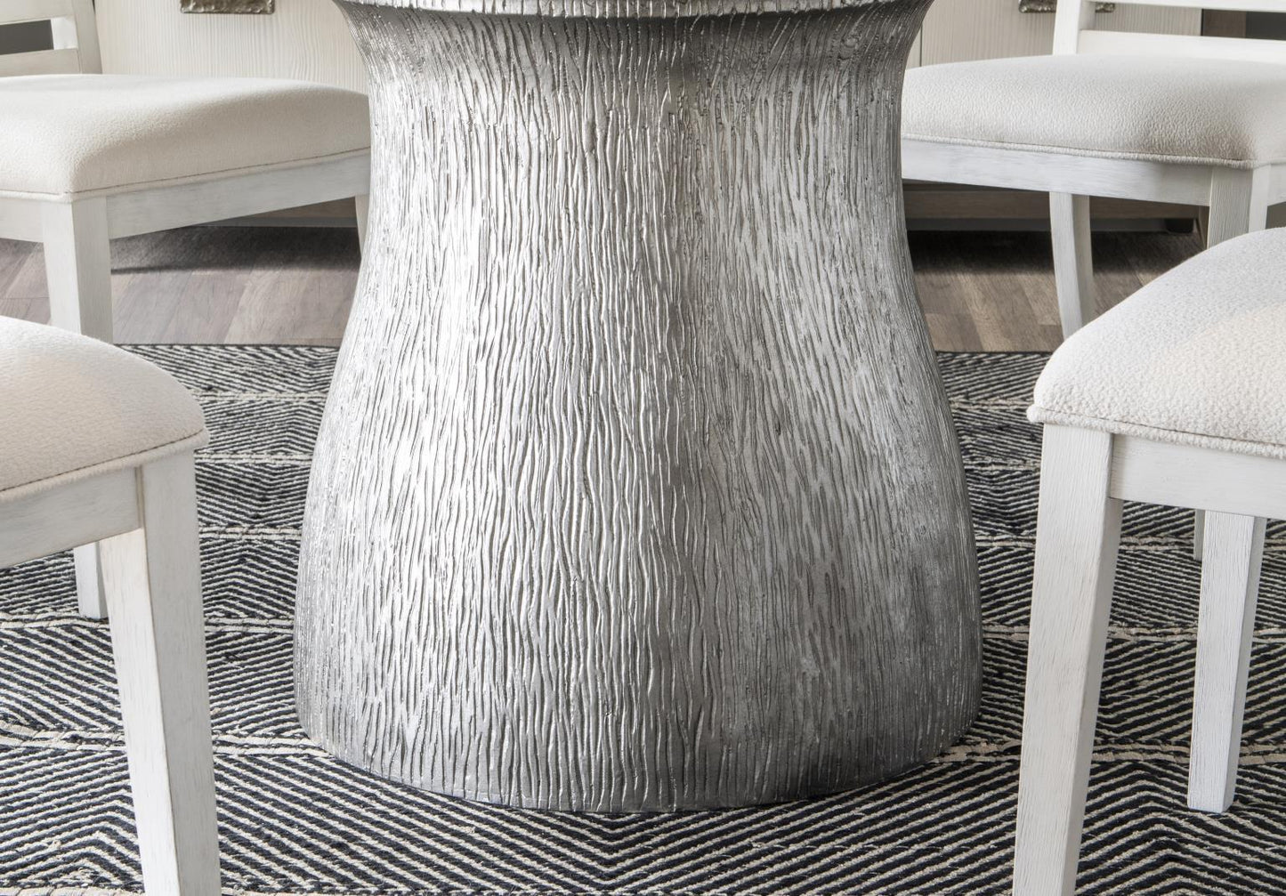 Terra Luna - Complete Round Pedestal Table - White Cloud & Nightfall