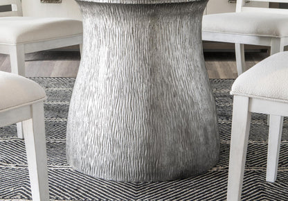 Terra Luna - Complete Round Pedestal Table - White Cloud & Nightfall