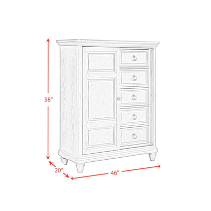 Whit-Ash - 5-Drawer Door Chest - Light Gray