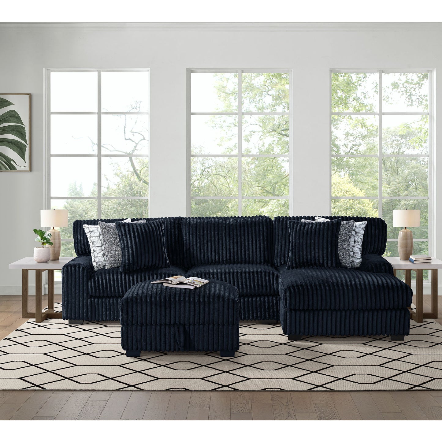 Nightfall - LHF Loveseat With 4 Pillows 20" (2 Winkin Walnut, 2 Nod Walnut) - Grand Cord Black