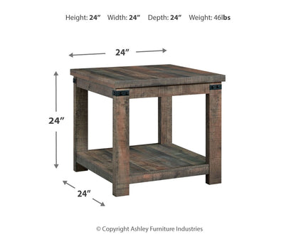 Hollum - Square End Table - Rustic Brown