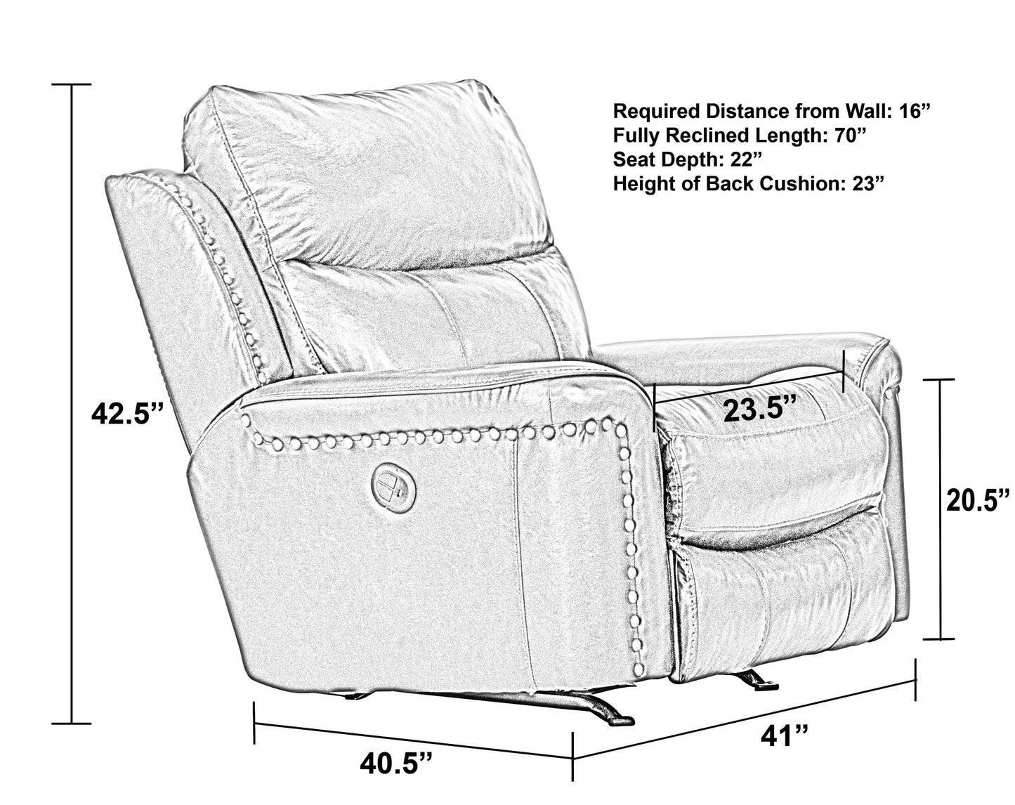 Ceretti - Power Wall Hugger Recliner - Brown Top Grain Italian Leather Match
