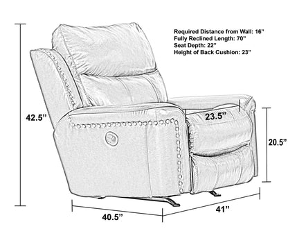 Ceretti - Power Wall Hugger Recliner - Brown Top Grain Italian Leather Match