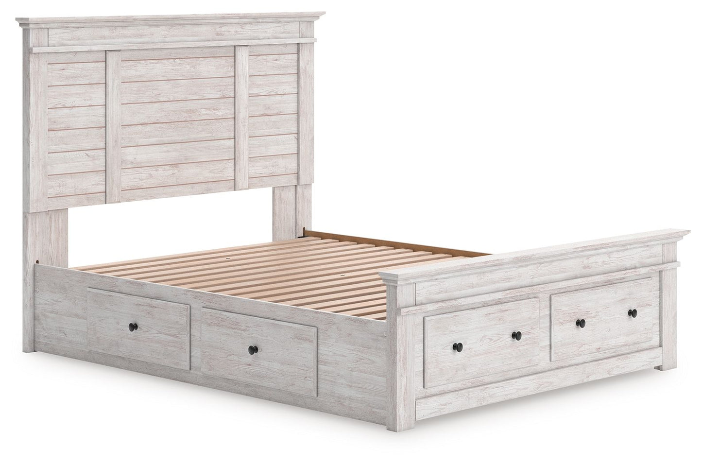 Makidern - Panel Storage Bed With Under Bed Storage Unit And Storage Footboard
