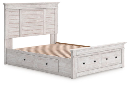 Makidern - Panel Storage Bed With Under Bed Storage Unit And Storage Footboard