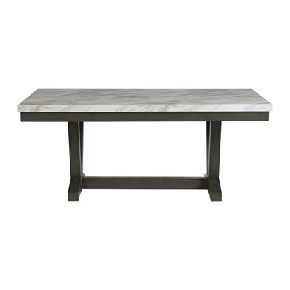 Everdeen - Dining Table With White Faux Marble Top - Charcoal