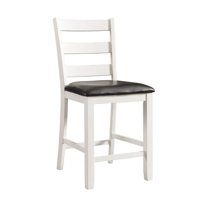 Martin - Counter Side Chair With Black PU (Set of 2) - White Finish