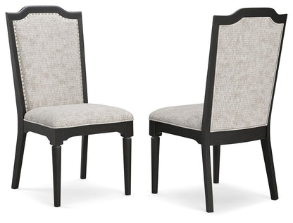 Welltern - Dining Nailhead Trim Uph Side Chair (Set of 2) - Cream / Black