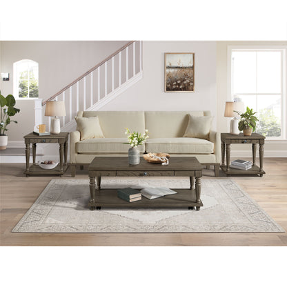 Kings Court - End Table With USB - Gray