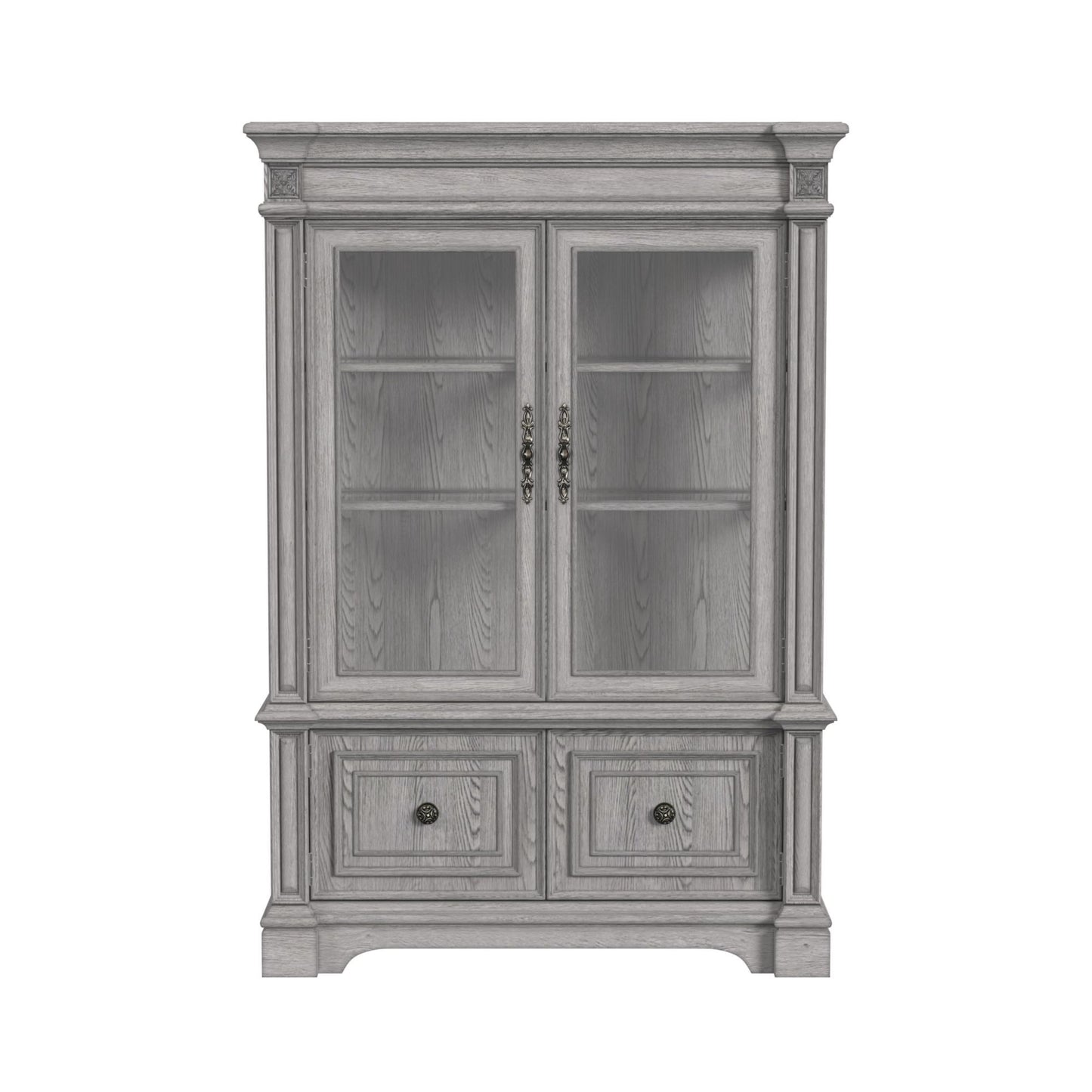 Glenmore - Curio Top With 2 LED Lights - Aged Gray