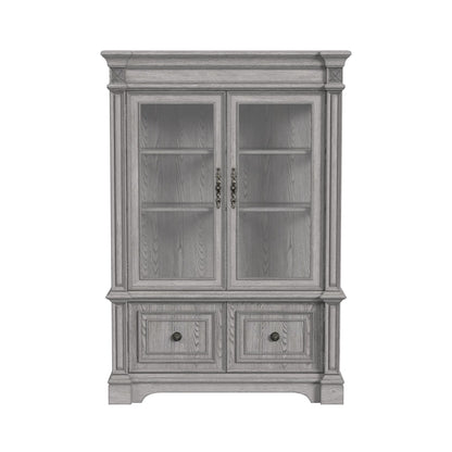 Glenmore - Curio Top With 2 LED Lights - Aged Gray