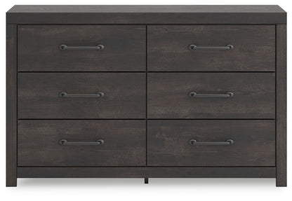 Hollivern - Six Drawer Dresser - Dark Gray