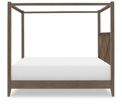 XXX's And OOO's - Canopy Headboard / Footboard / Slats Short Canopy Frame Queen - Cocoa