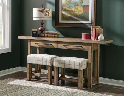 Vintage Market - Upholstered Stool - Barnwood Oak