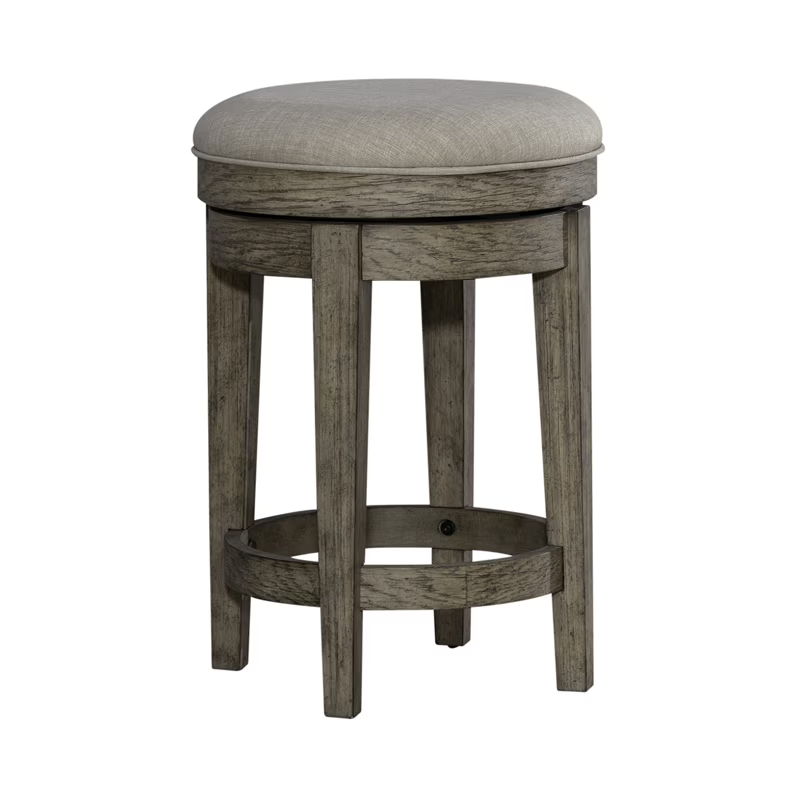 City Scape - Upholstered Swivel Console Stool - Burnished Beige
