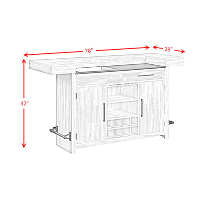 Rogen Rustic - Bar Table With Ice Tray, USB And Power - Rustic White