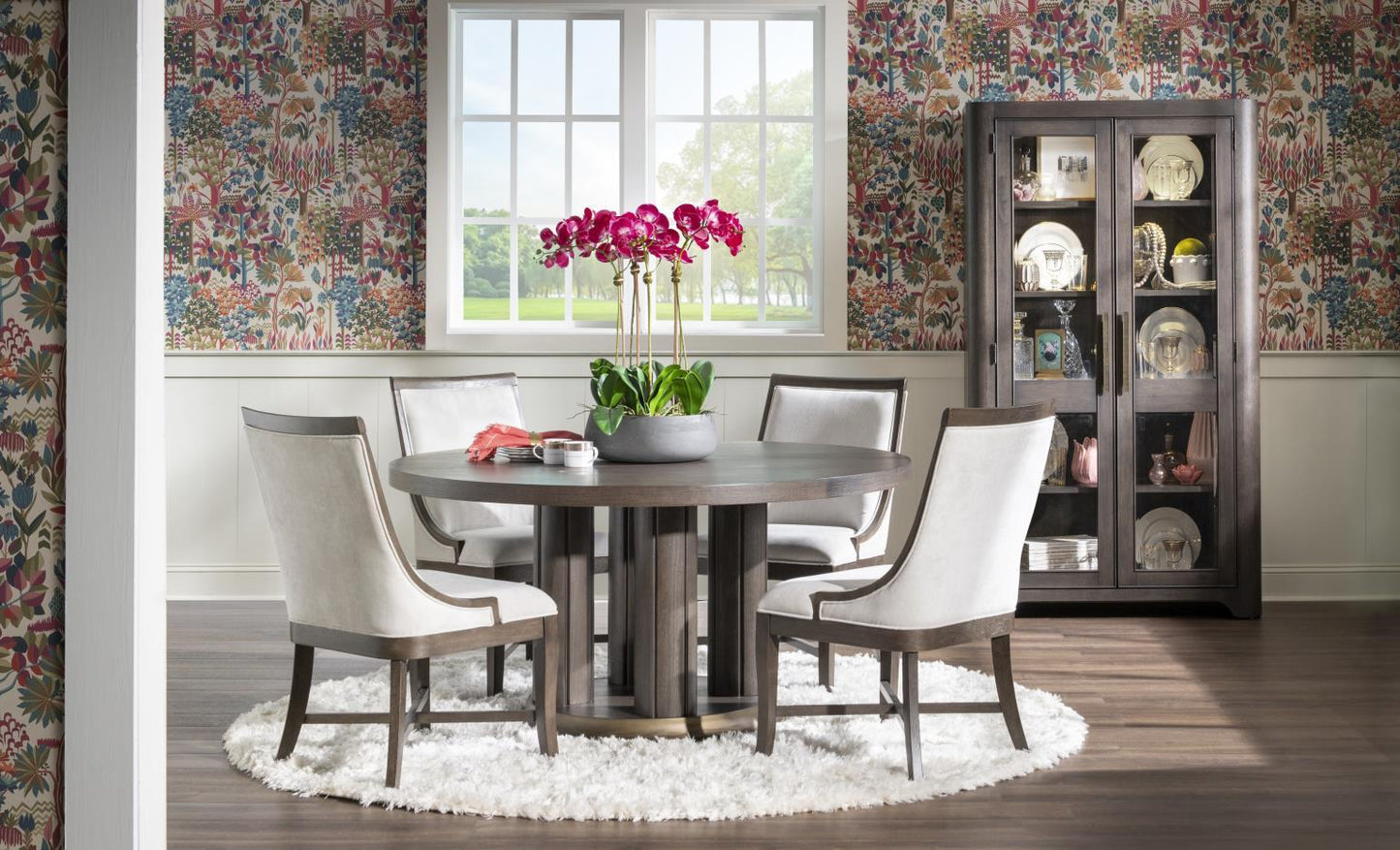 Lancia - Complete Round Dining Table - Charred Oak