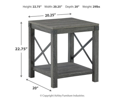Freedan - Square End Table - Grayish Brown