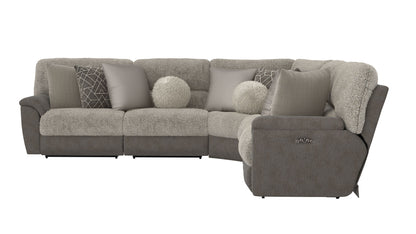 Rendezvous - 5 Piece Modular Sectional With 3 Reclining Seats & Castered Cocktail Ottoman - Umber