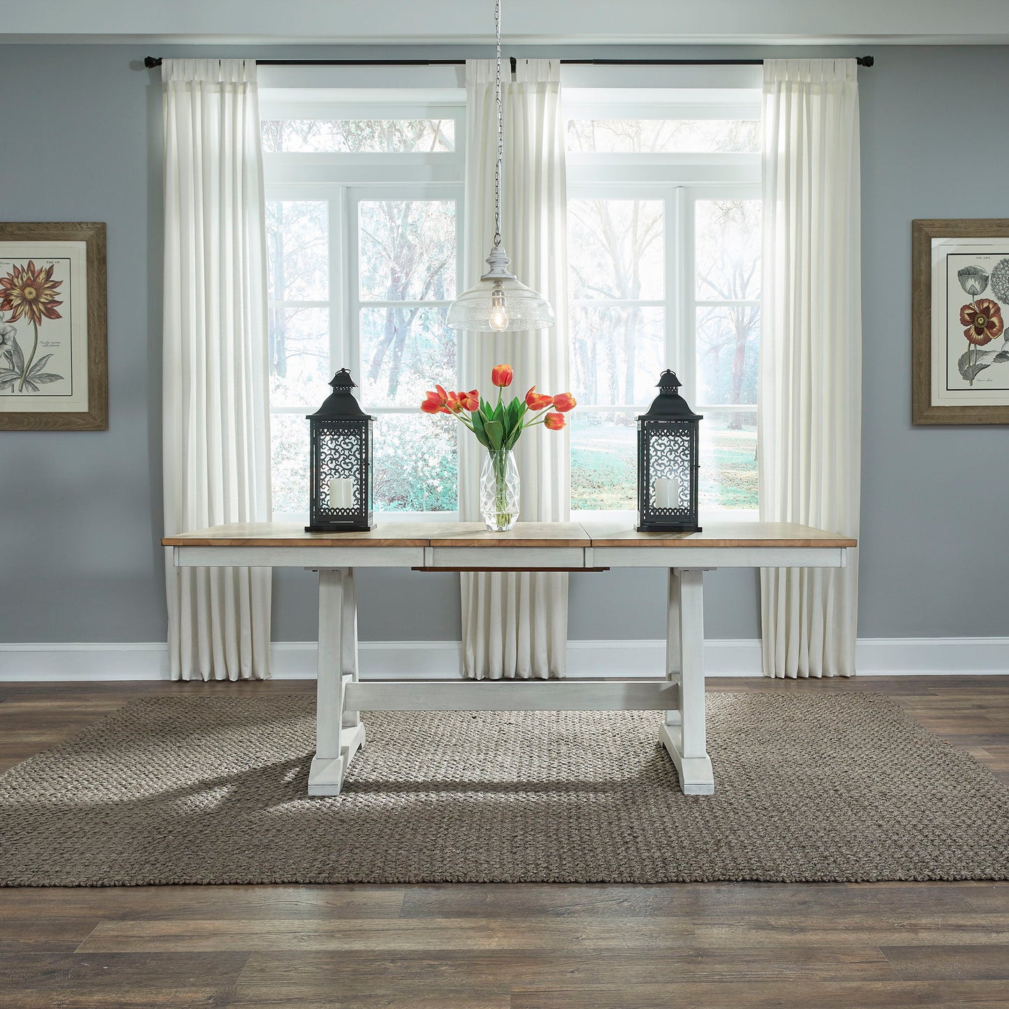 Lindsey Farm - Trestle Table Top - Weathered White