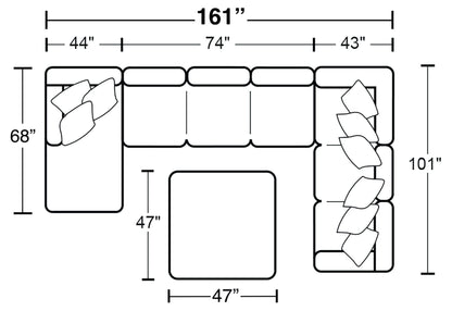 Glacier - Sectional With Cocktail Ottoman