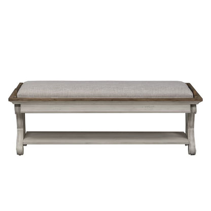 Farmhouse Reimagined - Bed Bench - Antique White / Chestnut Tops