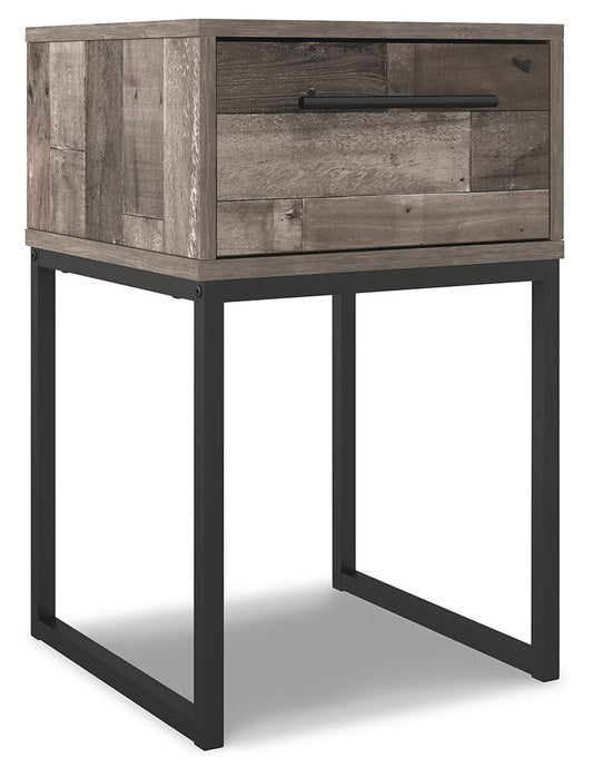Neilsville - One Drawer Night Stand - Black / Gray