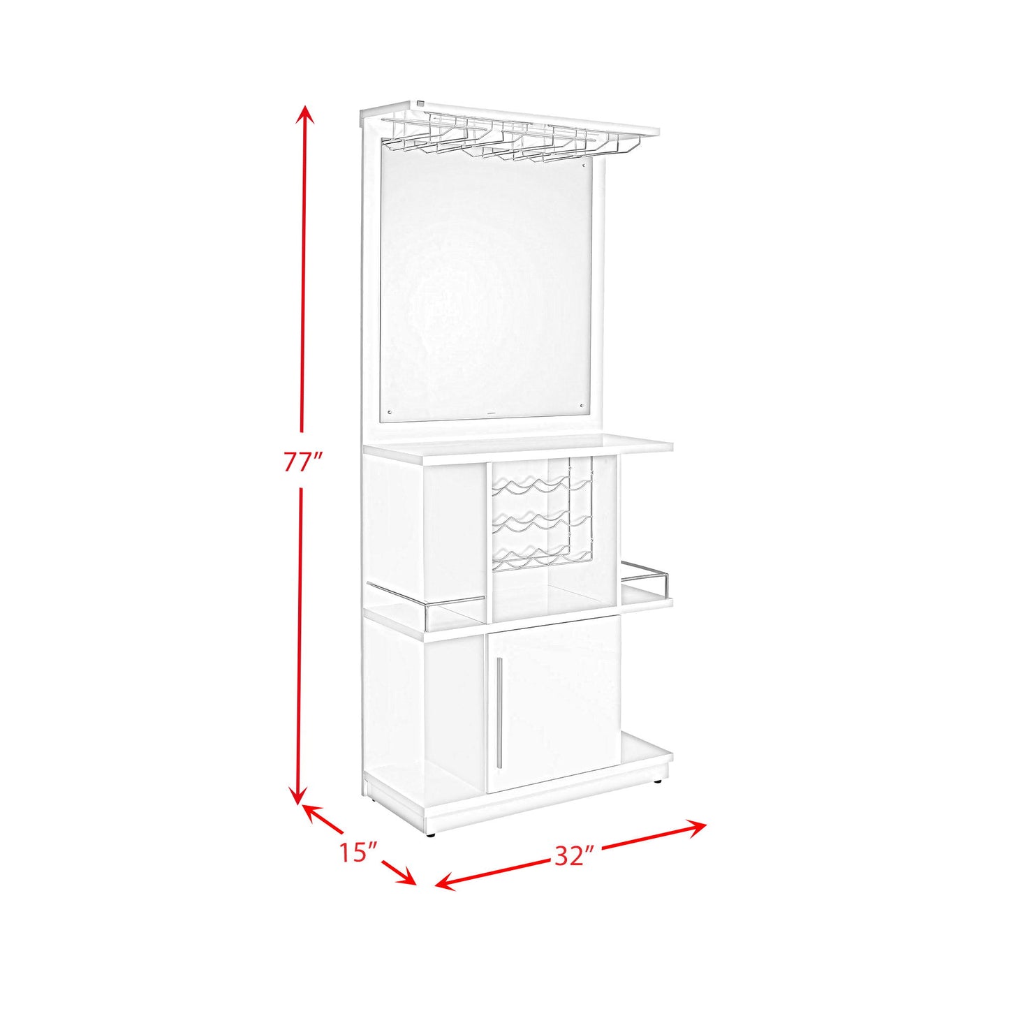 Wendolyn - Wine Cabinet With Light - Glossy White
