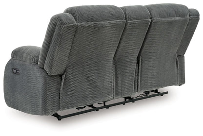 Observation - Double Reclining Power Loveseat With Console - Steel