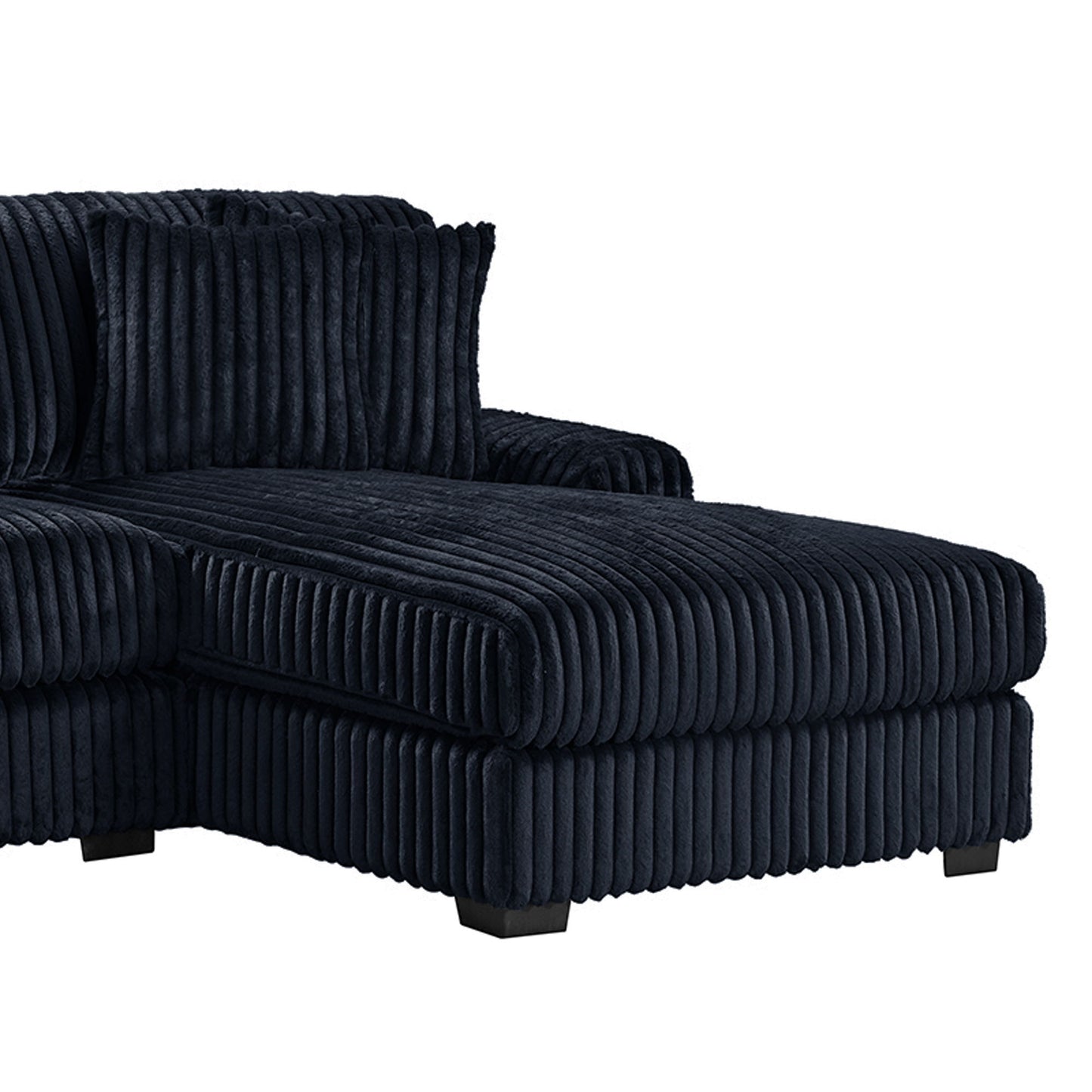 Nightfall - RHF Chaise With 2 Self Pillows 20" - Grand Cord Black