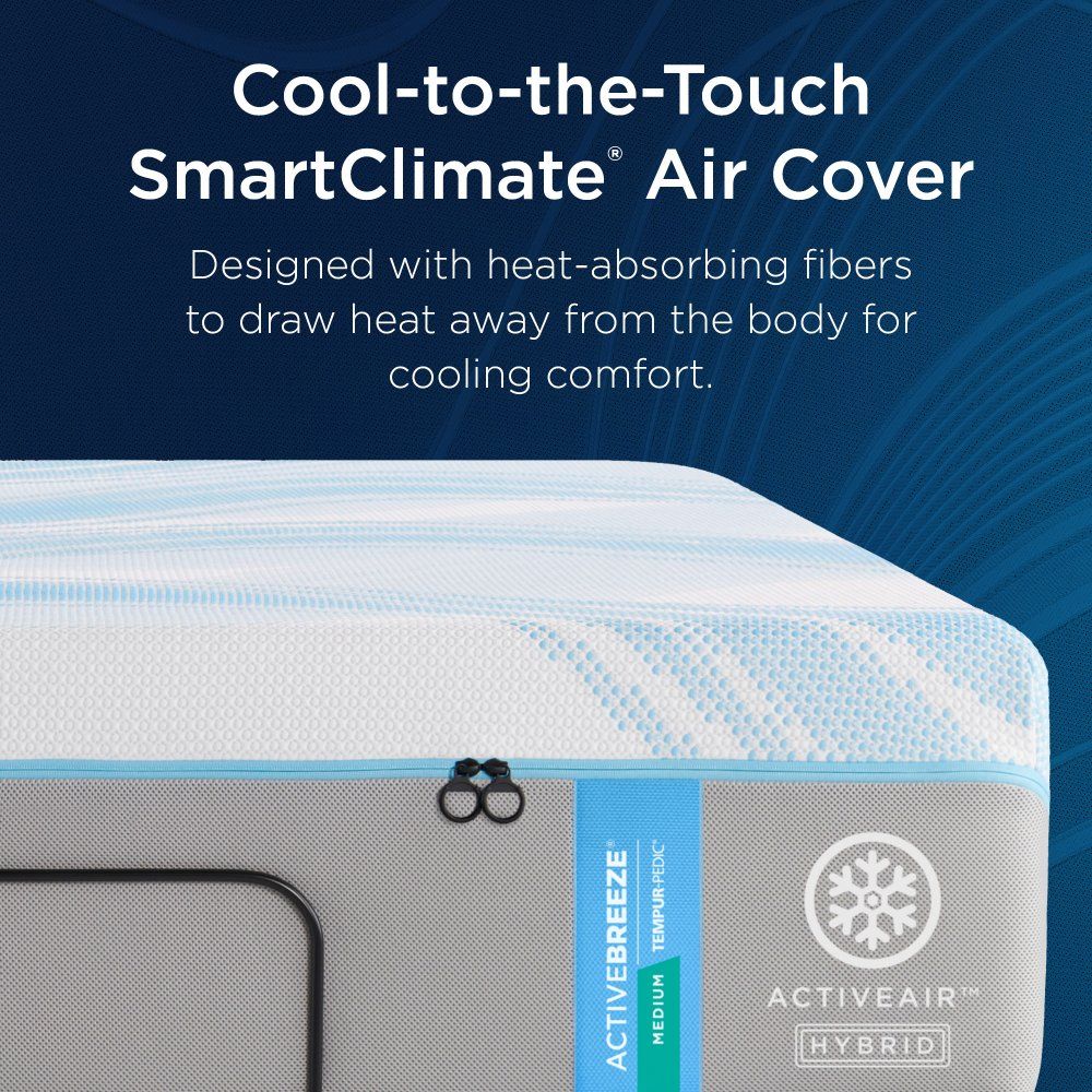 Tempur-Breeze - Tempur-ActiveBreeze Medium Hybrid Mattress With Ergo ProSmart Air Base