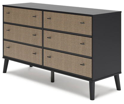 Charlang - Six Drawer Dresser - Black / Gray