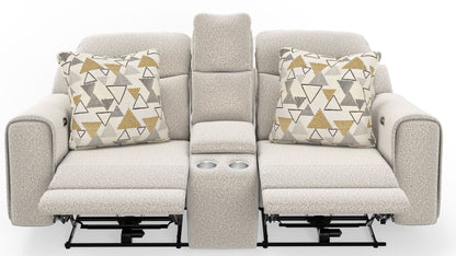 Micah - Power Headrest Power Deep Seat Reclining Console Loveseat - Oatmeal