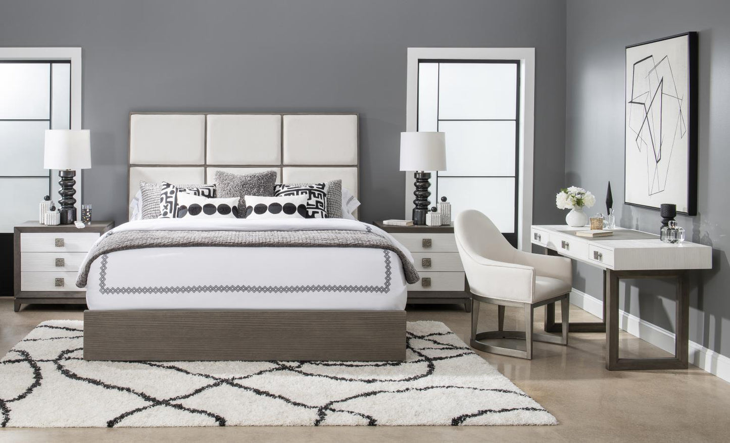 Terra Luna - Upholstered Headboard - King / California King - White Cloud & Nightfall