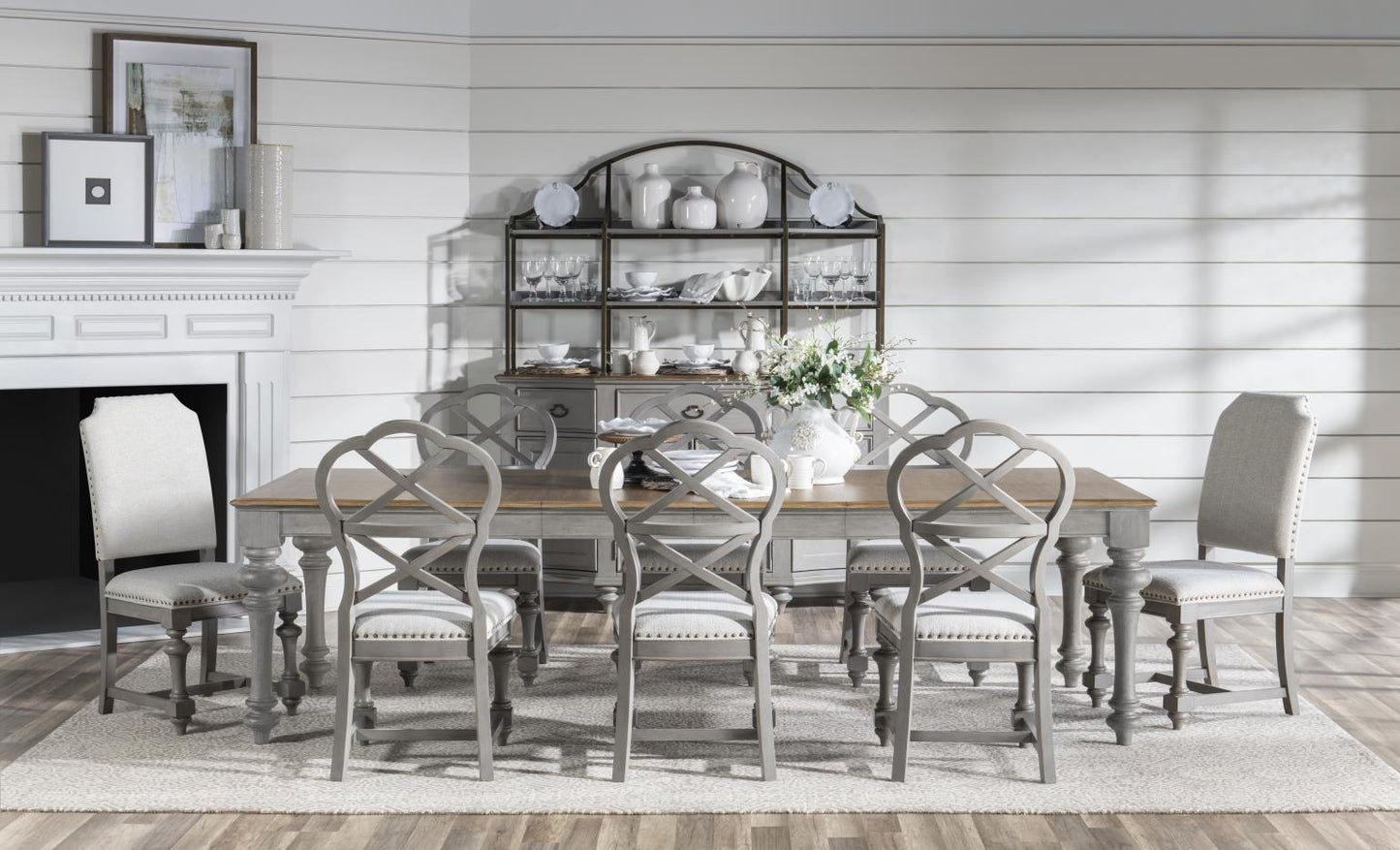 Kingston - X Back Side Chair (Set of 2) - Sandalwood Brown / Tweed Gray