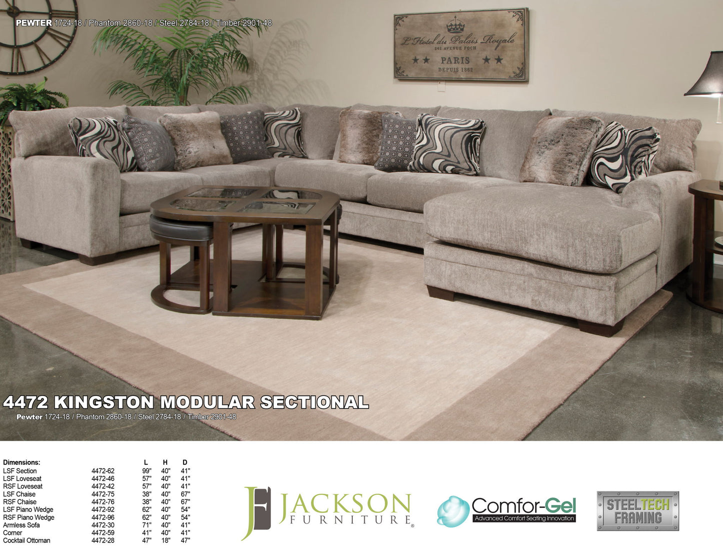 Kingston Modular Sectional - LSF Section - Pewter