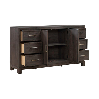 Modern Edge - 2 Door 6 Drawer Dresser - Brown