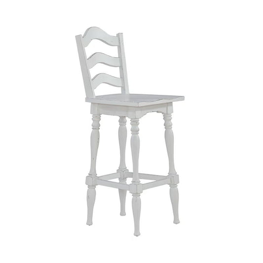 Magnolia Manor - Ladderback Swivel Bar Stool - Antique White