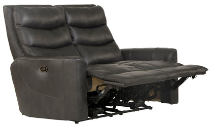 Bosa - Leather Power Reclining Loveseat - Charcoal