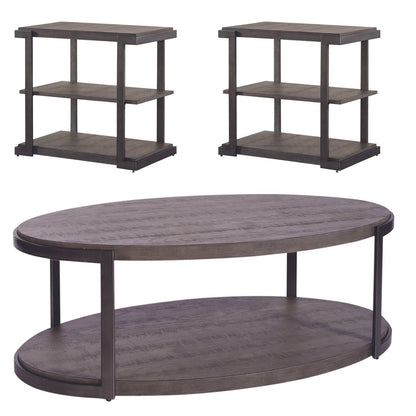 Modern View - 3 Piece Table Set (1 Oval Cocktail Table 2 End Tables) - Dark Gray