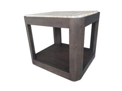 Lancia - Rectangular End Table With Stone Top - Charred Oak
