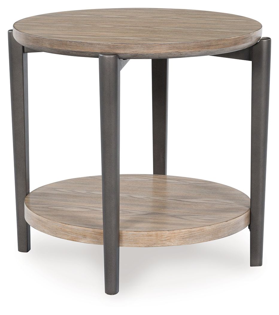 Dyonton - Round End Table - Light Grayish Brown