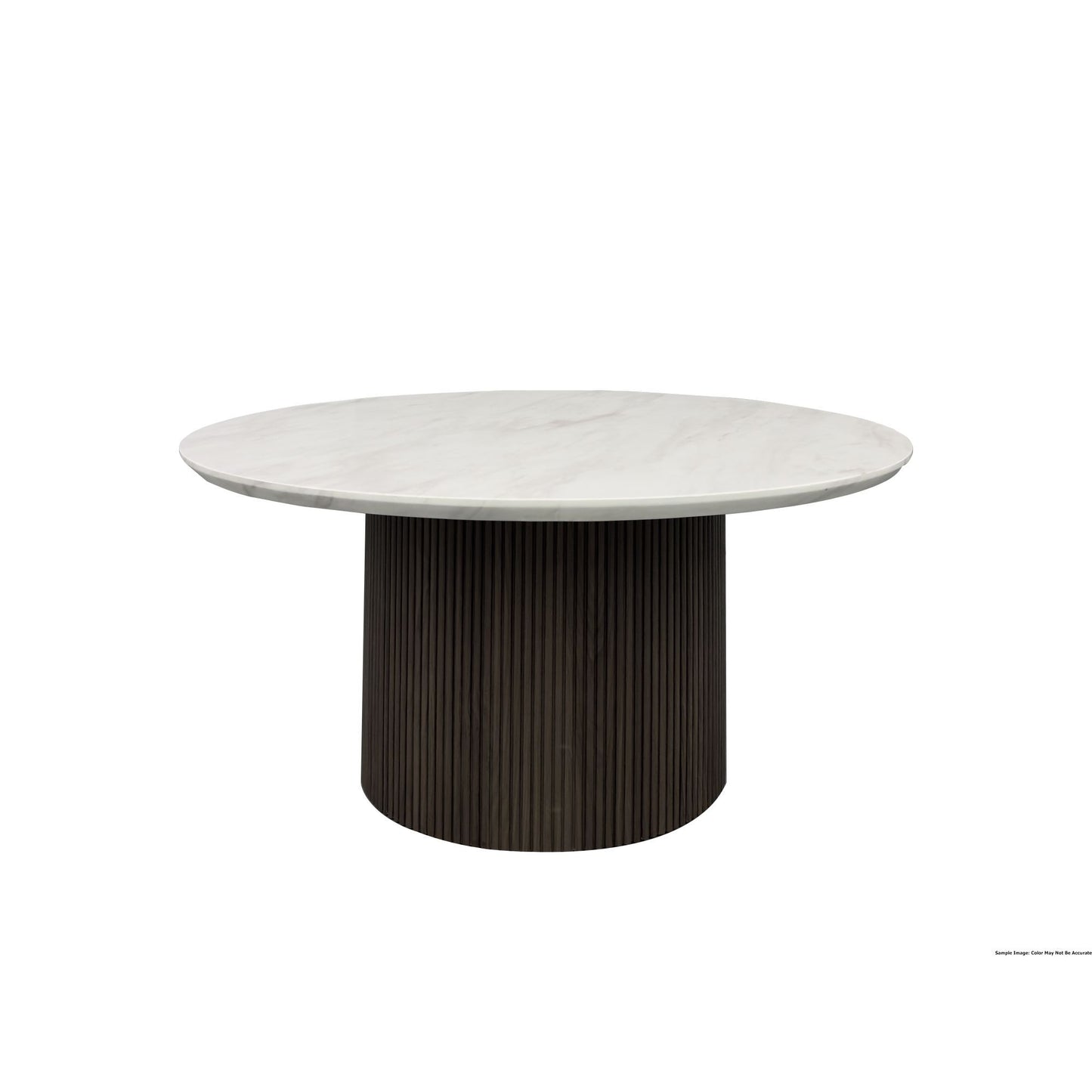 Sylvie - Round Coffee Table Top Faux Marble - White