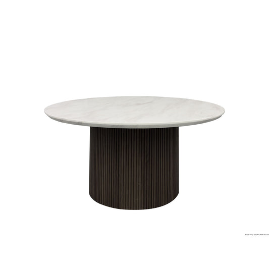 Sylvie - Round Coffee Table Top Faux Marble - White