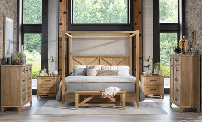 XXX's And OOO's - Canopy Headboard / Footboard / Slats Short Canopy Frame Queen - Amber