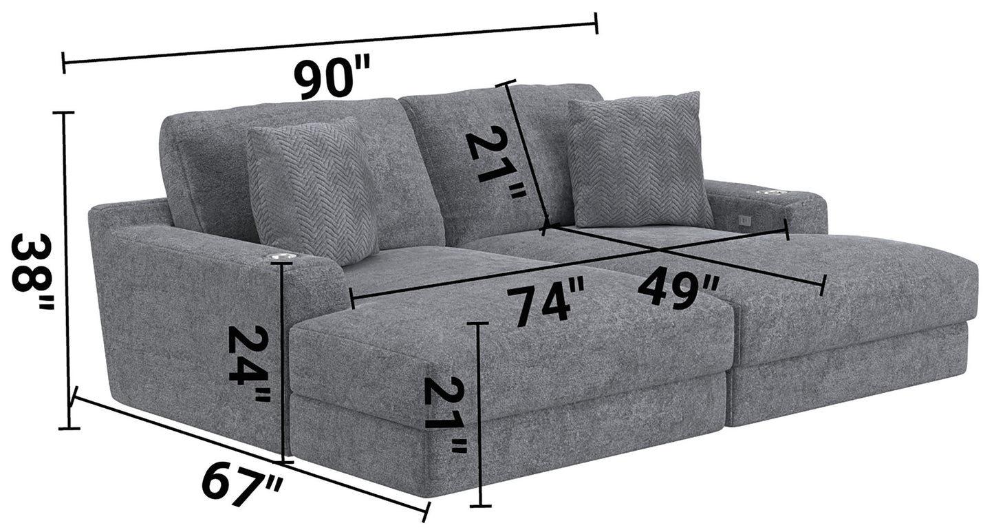 Cozy - 2 Piece Double Wide Chaise With USB Charging Ports