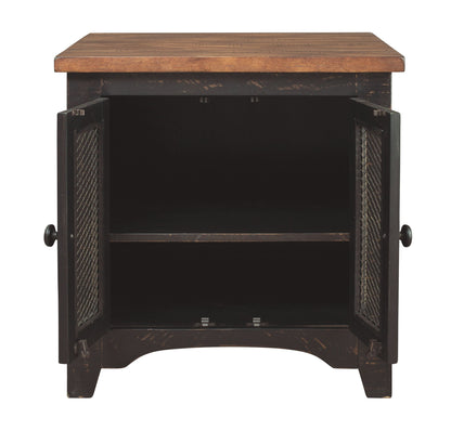 Valebeck - Rectangular End Table - Black / Brown
