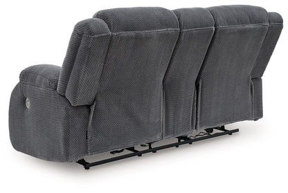 Observation - Double Reclining Power Loveseat With Console - Steel