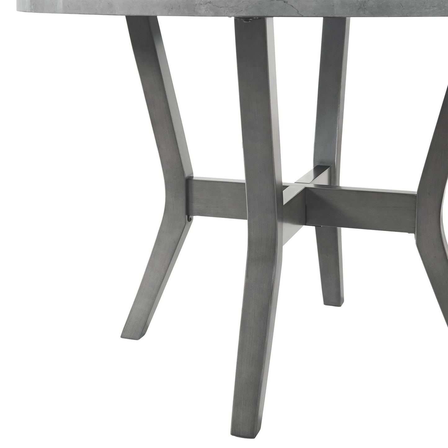 Ambridge - 5 Piece Round Dining Set With Faux Marble Top - Brushed Gray